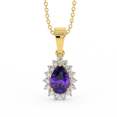 18K Gold Diamond Amethyst Pendant