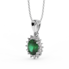 18K Gold Diamond Emerald Pendant
