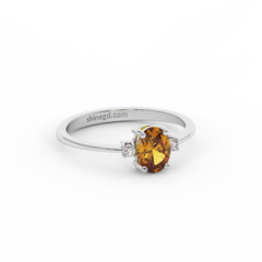 18K Gold Diamond Citrine Ring