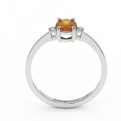 18K Gold Diamond Citrine Ring