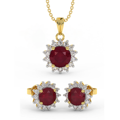 18K Gold Diamond Ruby Set