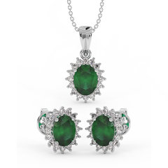 18K Gold Diamond Emerald Set