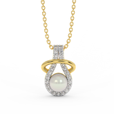 18K Gold Diamond Pearl Necklace