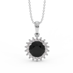 18K Gold Black & White Diamond Pendant