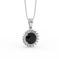 18K Gold Black & White Diamond Pendant