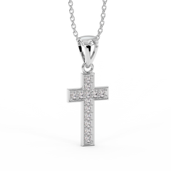 18K Gold Diamond Cross Pendant