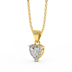 18K Gold Heart Pendant with Round Diamonds