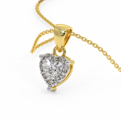 18K Gold Heart Pendant with Round Diamonds