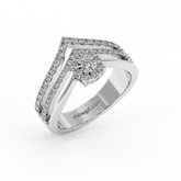 Double Band Halo Diamond Ring in 18K Gold