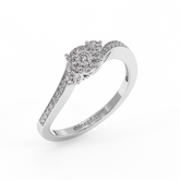 Halo Diamond Ring with Pavé Band 18K Gold
