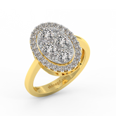 18K Gold Oval Diamond Cluster Ring
