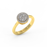 18K Gold Round Diamond Halo Ring