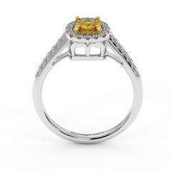 18K Gold Yellow & White Diamond Ring