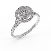 18K Gold Double Halo Diamond Ring