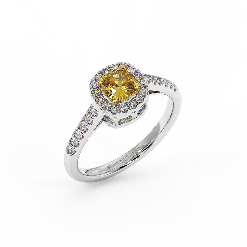 18K Gold Yellow & White Diamond Ring