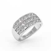 18K Gold Triple Row Diamond Band Ring