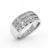 18K Gold Triple Row Diamond Band Ring
