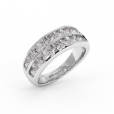 18K Gold Triple Row Diamond Band Ring