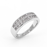 18K Gold Dual Row Diamond Band Ring