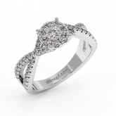 18K Gold Round Halo Diamond Ring with Split Band