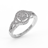 Double Halo Round Diamond Ring in 18K Gold