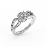 Split Shank Halo Round Diamond Ring in 18K Gold