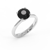 18K Gold Black & White Diamond Ring