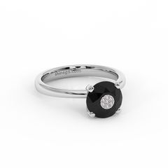 18K Gold Black & White Diamond Ring