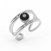 18K Gold Black & White Diamond Ring