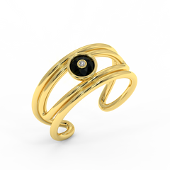 18K Gold Black & White Diamond Ring