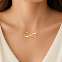 Personalized Couple Infinity Name Necklace with Date