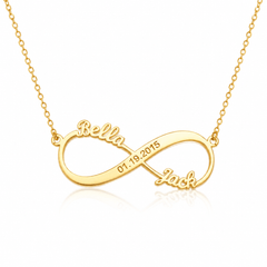 Personalized Couple Infinity Name Necklace with Date