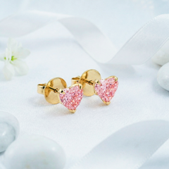 18K Gold Lab Grown Pink Heart Diamond Set