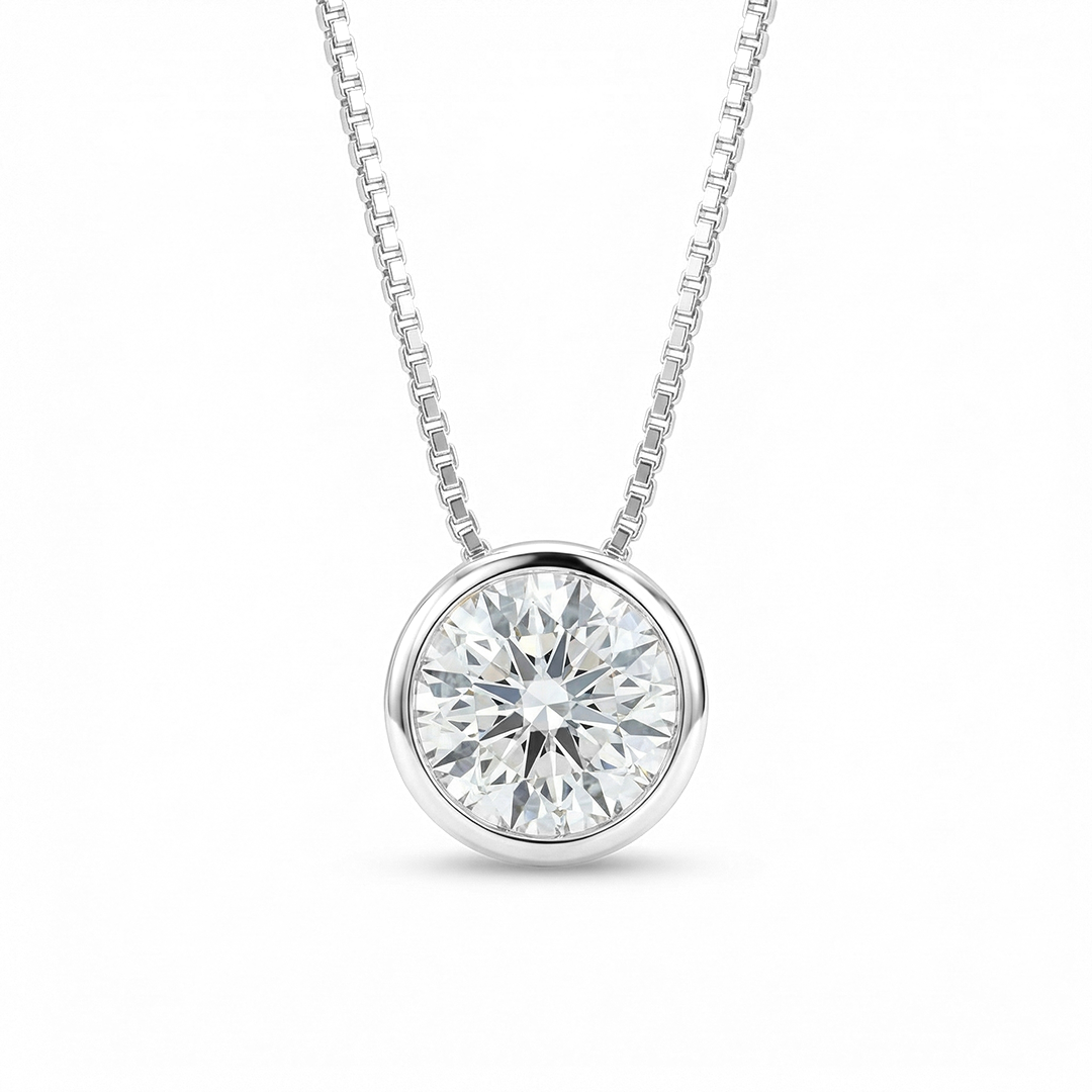 18K Gold Lab Grown Diamond Round Brilliant Bezel Set