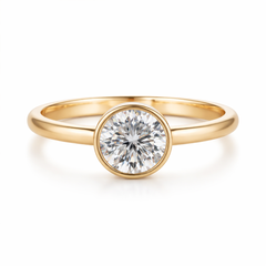 18K Gold Lab Grown Round Brilliant Diamond Bezel Ring