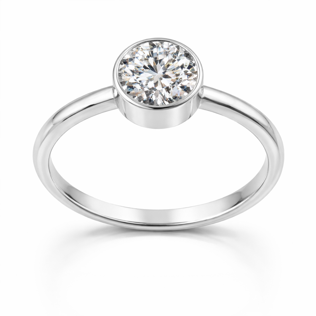 18K Gold Lab Grown Diamond Round Brilliant Bezel Set