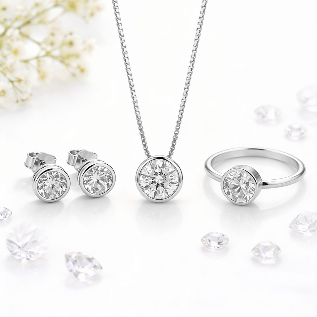 18K Gold Lab Grown Diamond Round Brilliant Bezel Set