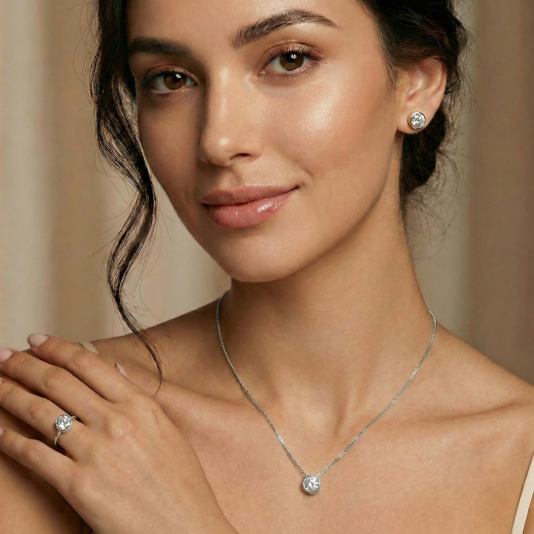 18K Gold Lab Grown Diamond Round Brilliant Bezel Set