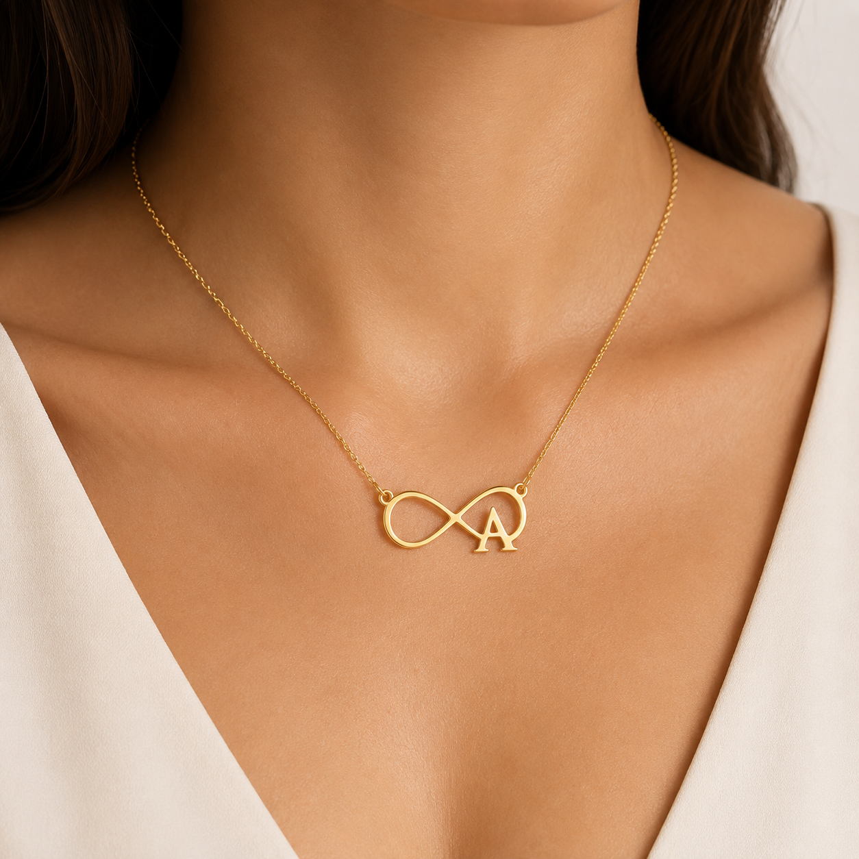 Personalized Infinity Letter Necklace in Gold