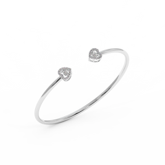 18K Gold Double Heart Cluster Diamond Cuff Bangle