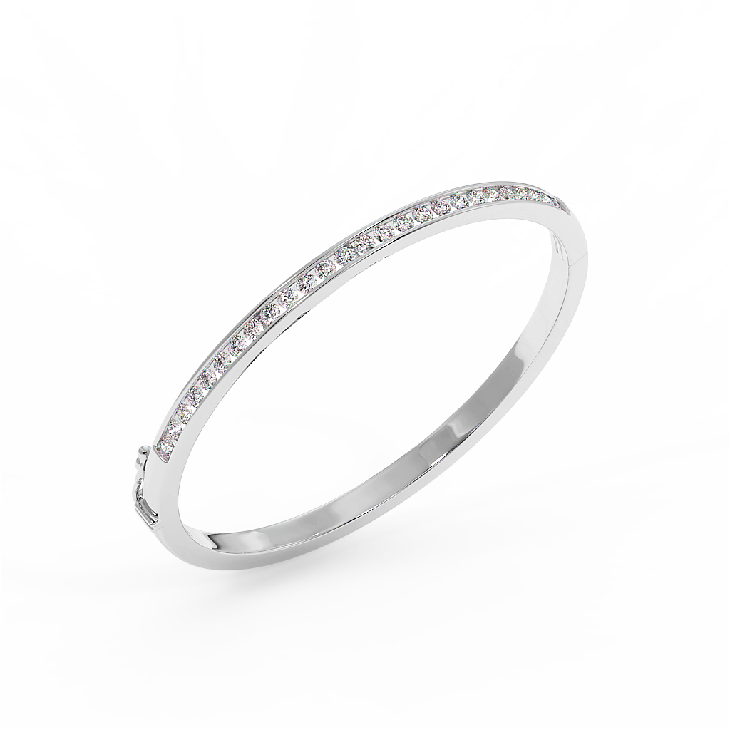 18K Gold Slim Diamond Line Bangle