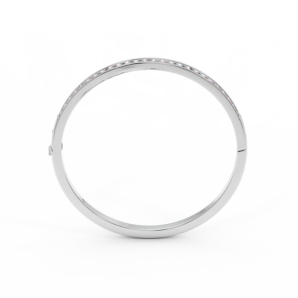 18K Gold Slim Diamond Line Bangle
