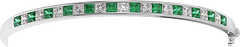 18K Gold Emerald Diamond Channel Bangle