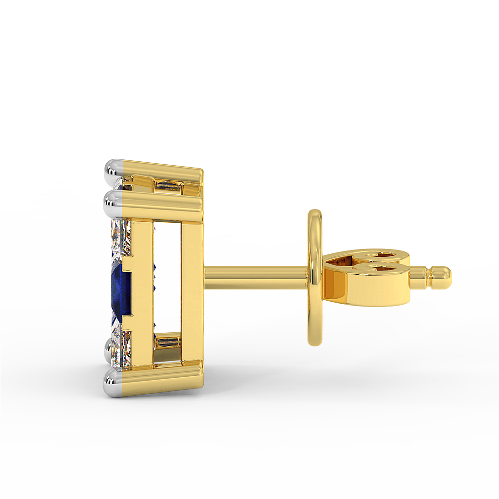 18K Gold Diamond Sapphire Earrings