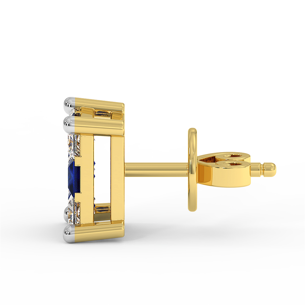 18K Gold Diamond Sapphire Earrings