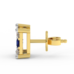 18K Gold Diamond Sapphire Earrings