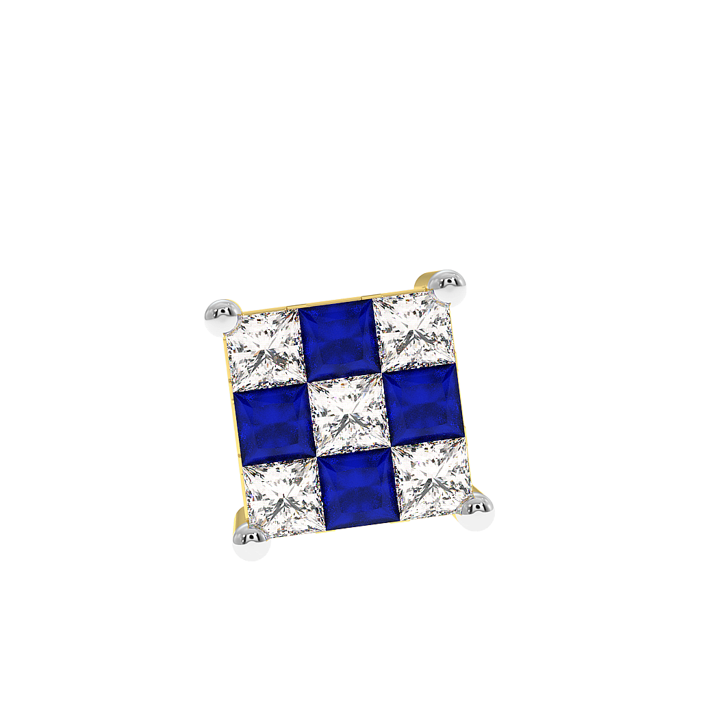 18K Gold Diamond Sapphire Earrings