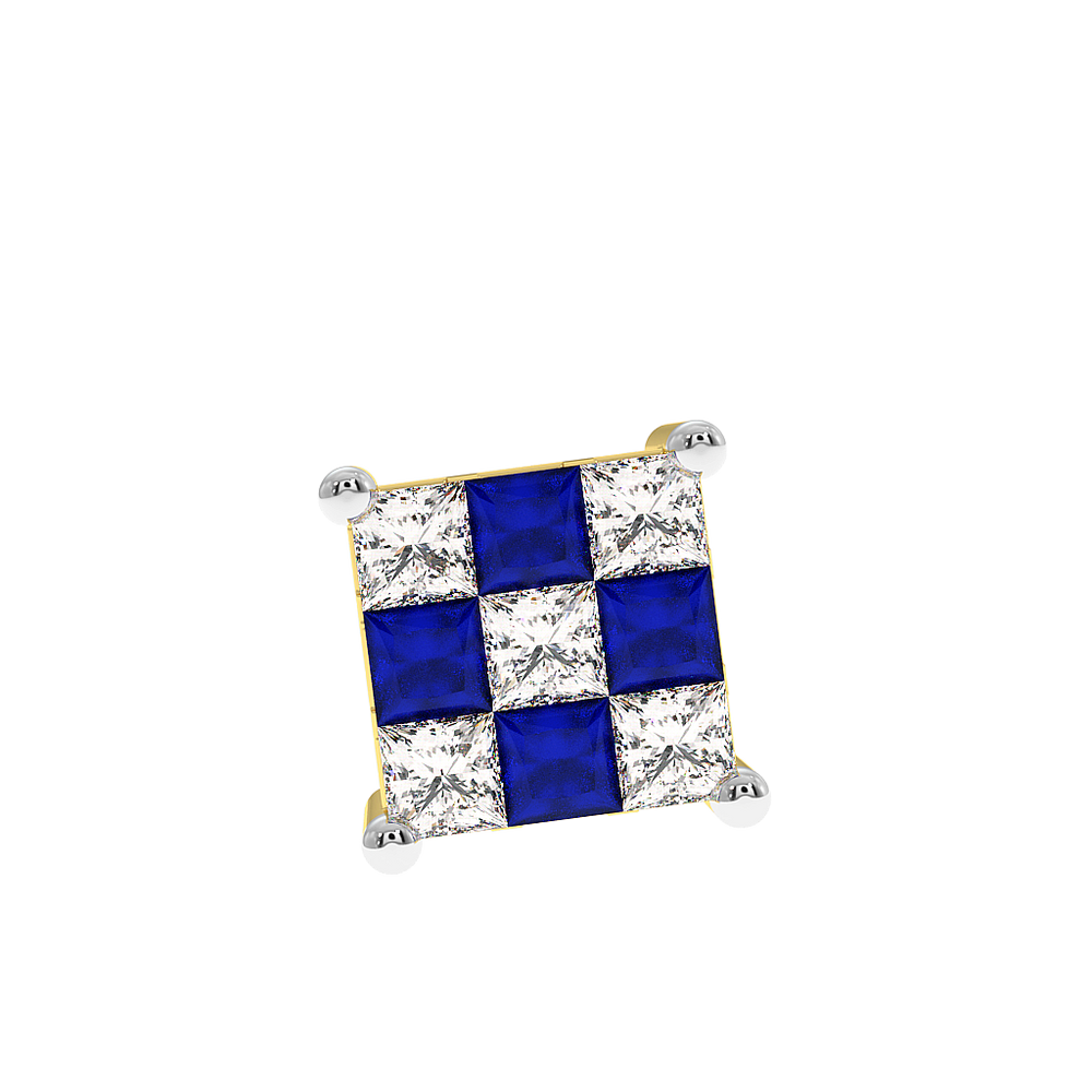 18K Gold Diamond Sapphire Earrings