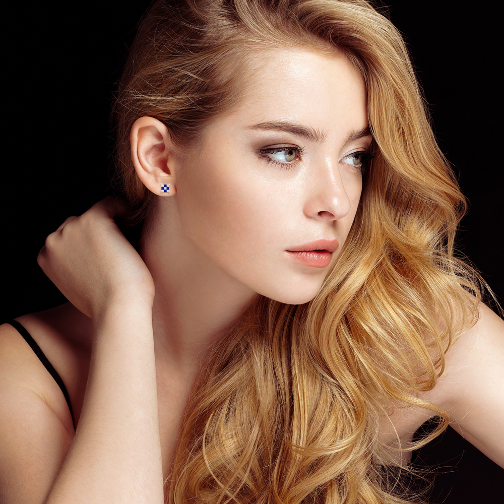 18K Gold Diamond Sapphire Earrings