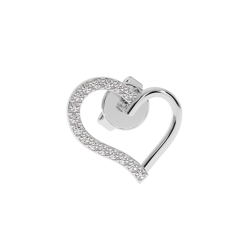 18K Gold Open Heart Diamond Stud Earrings